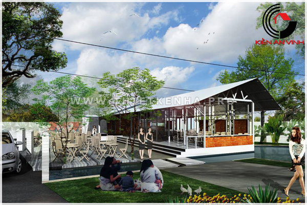 thiết kế cafe sân vườn green leaf 1 