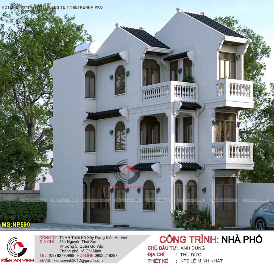 mẫu nhà 3 tầng có thang máy