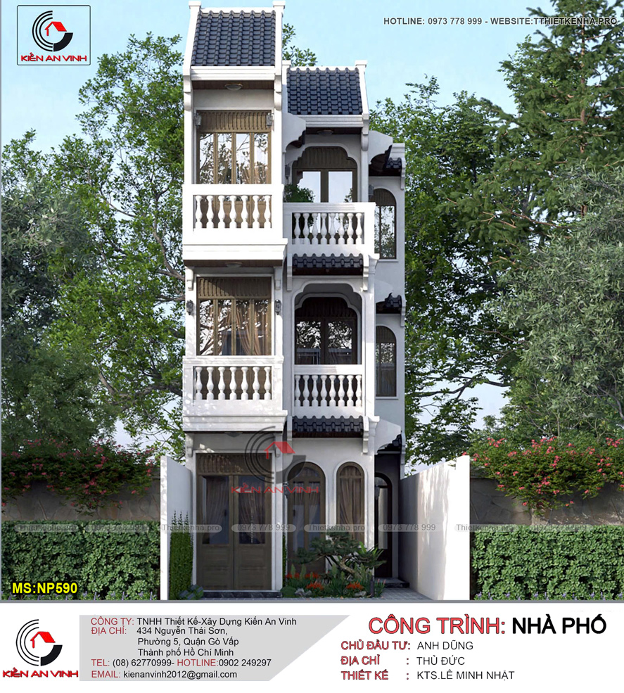 mẫu nhà 3 tầng có thang máy